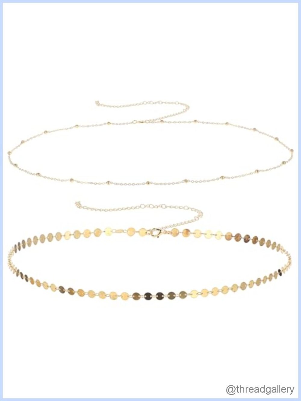 Layered Waist Chain Link Body Chain Adjustable Satellite Beads Coin Chain 2Pcs